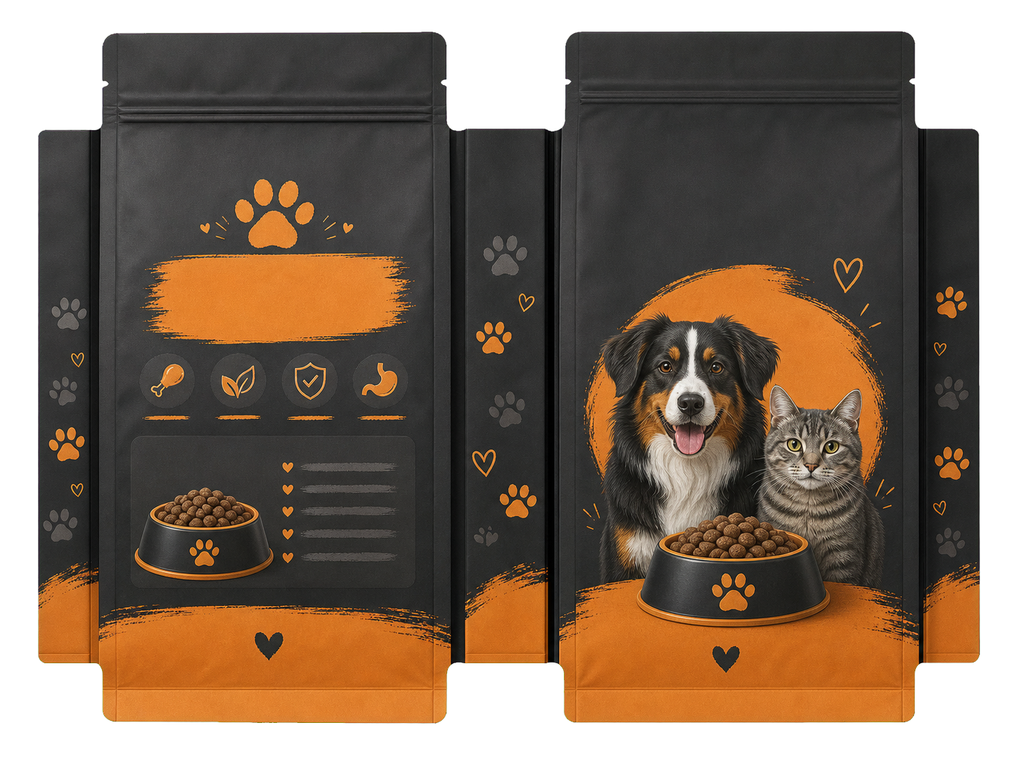 宠物食品袋设计 Pet food packaging flat artwork reference